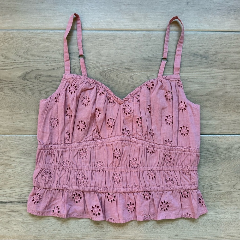 NWOT Hollister Pink Eyelet Top Size S
